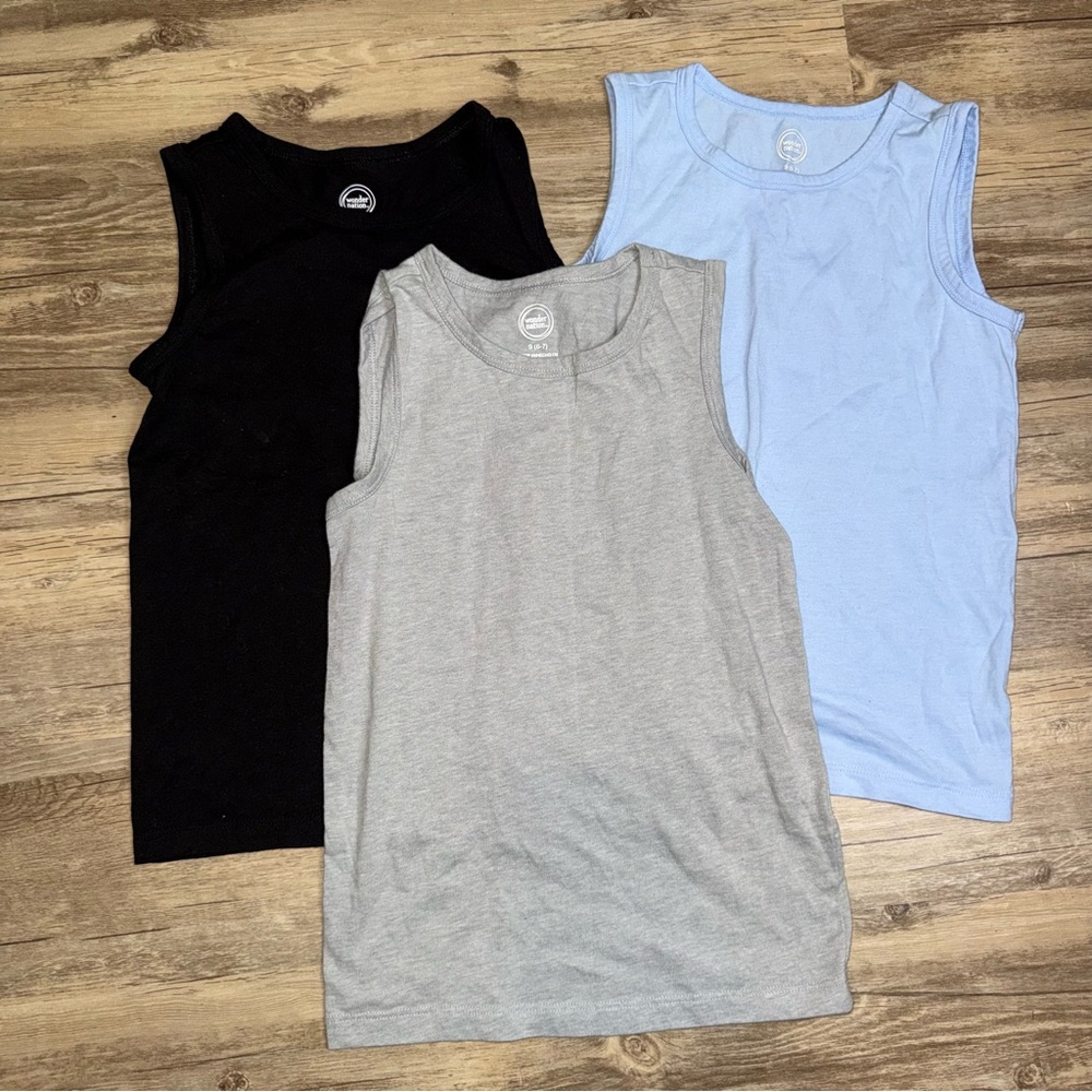 Wonder Nation Kids Tank Tops - Black, Gray, and Light Blue